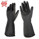 威蝶 36cmA-2乳胶手套防水防污耐磨耐酸碱防腐蚀防护黑色标准厚劳保手套