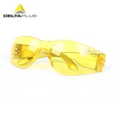代尔塔101121护目镜 舒适型PC防风沙防冲击防刮擦全贴面弧形黄色增亮安全眼镜