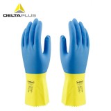 代尔塔 201330抑菌性防化手套 天然乳胶植棉衬里防水防微生物手套