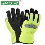 海太尔 0393机械手套安全袖口超纤涂层荧光绿黑 轻型机械手套